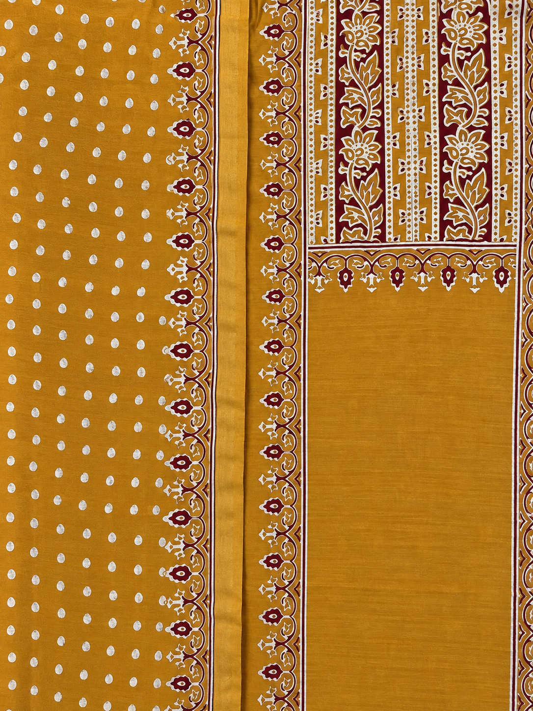 Mustard yellow fabric and coordinating dupatta details