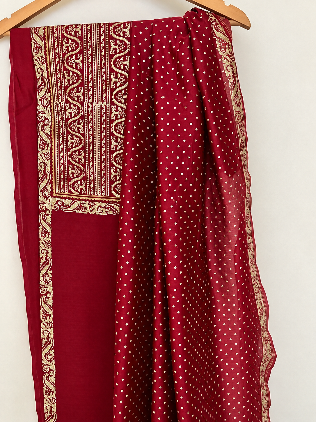 Maroon Floral Motif Suit Set