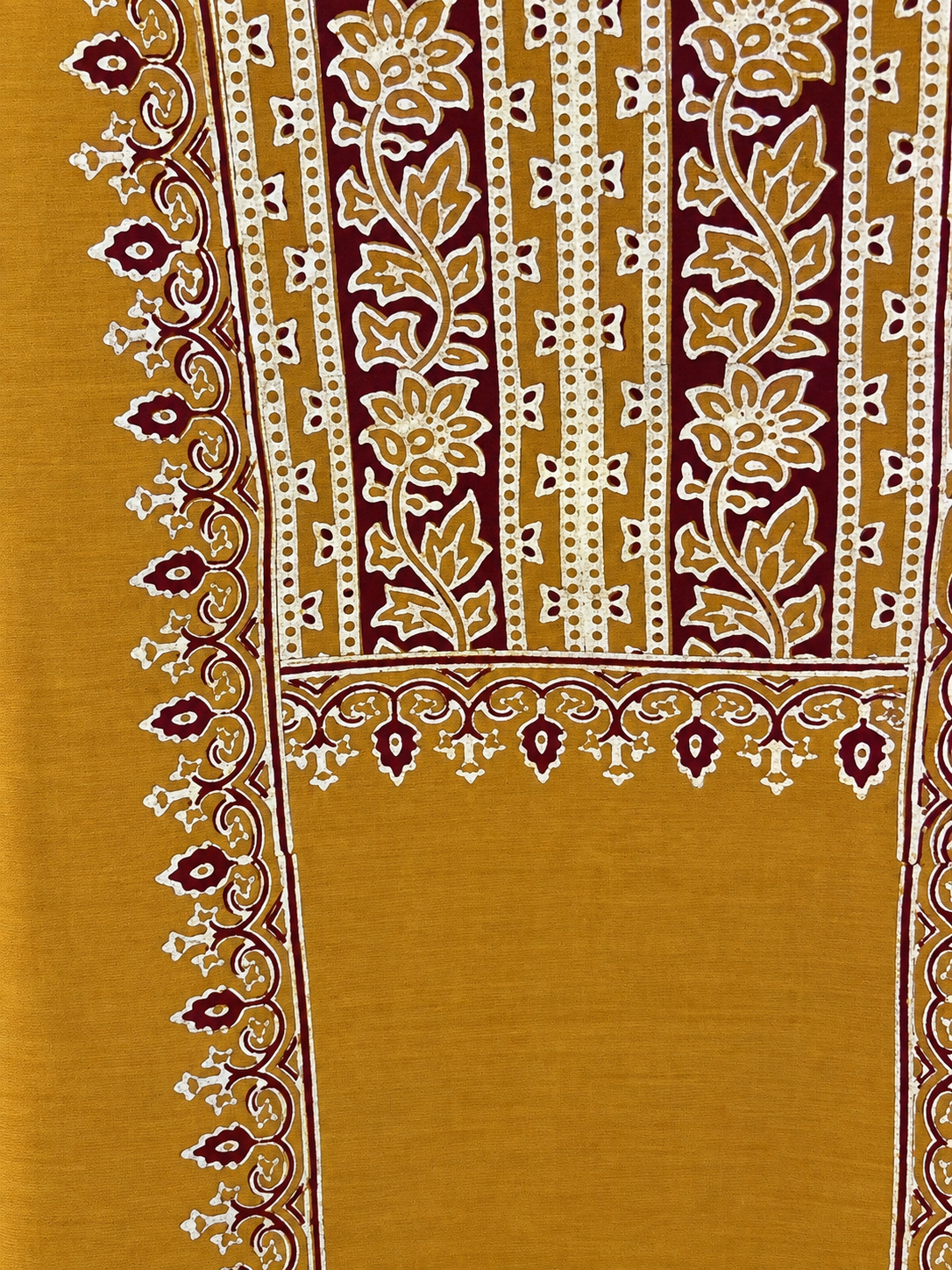 Maroon and ivory floral panel close-up