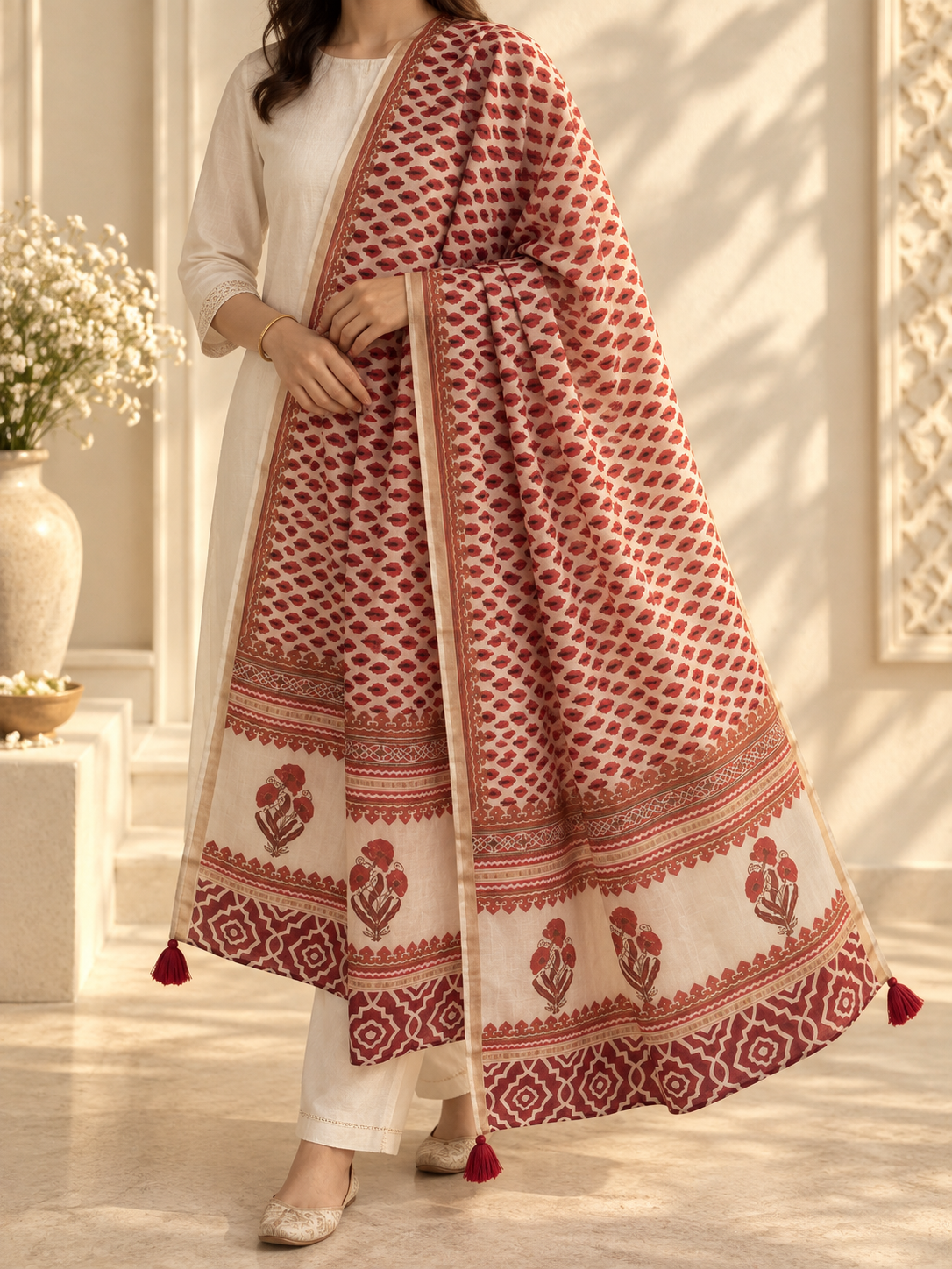 Ruhani Rust Chanderi Dupatta