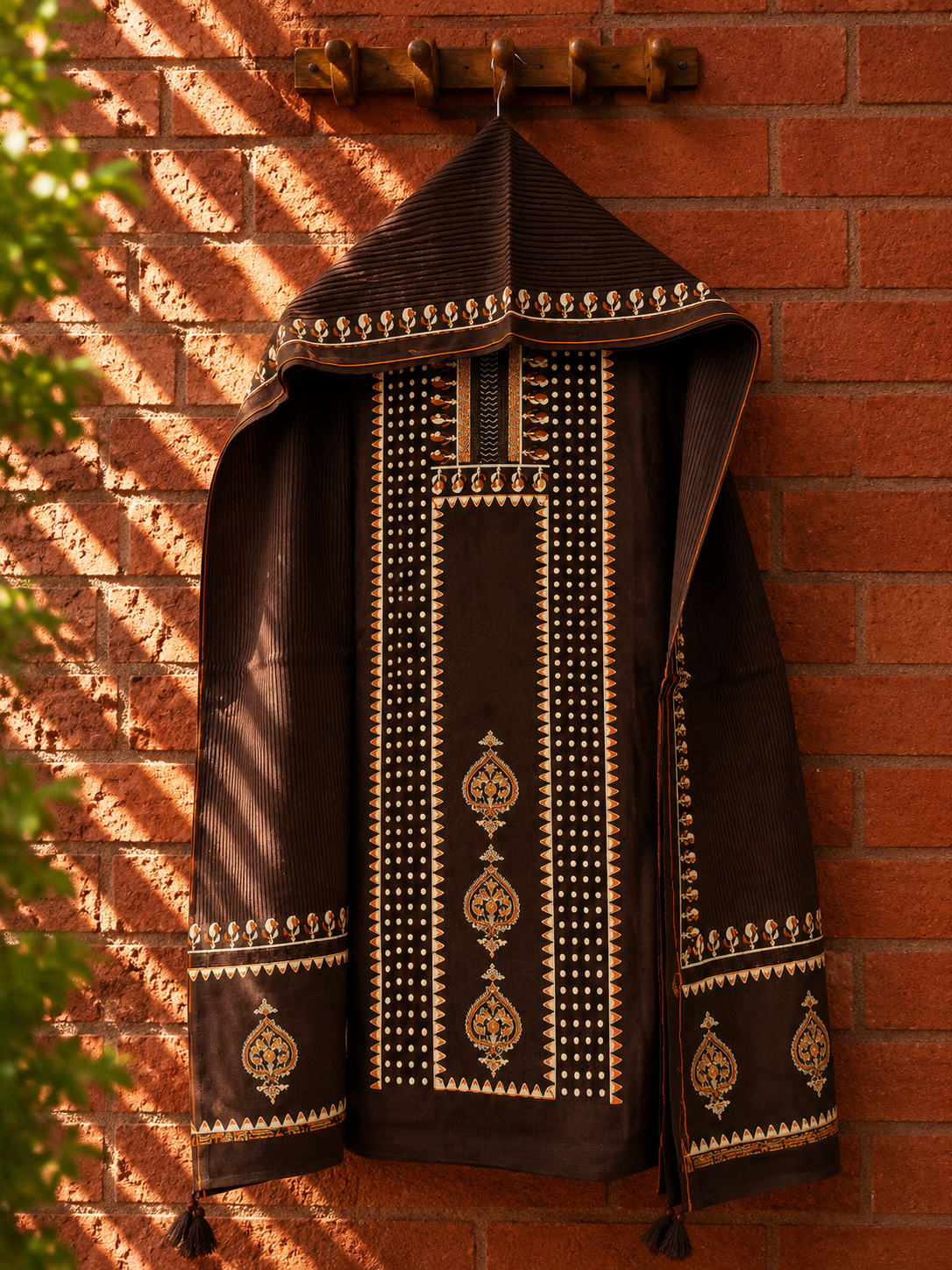 Chocolate Brown Chanderi Suit Set with Dupatta - Hand Block Printed