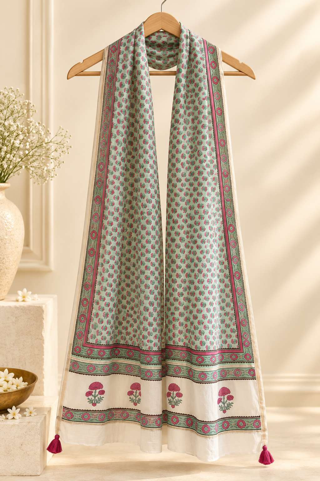 Gulnaar Mint Chanderi Dupatta